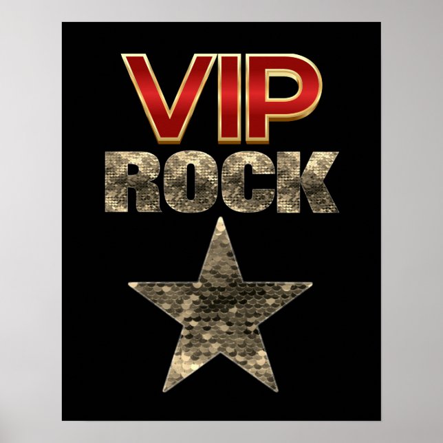 Poster VIP Rock Star Red Black e Dourado (Frente)