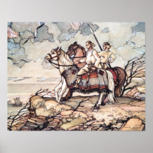 Pôster Viquingues estónios a cavalo, Aquarela