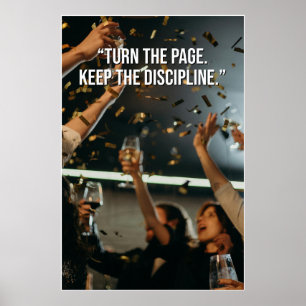 Poster Vire a Página Mantenha a Disciplina Motivação Post