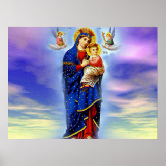 Pôster Virgem Abençoada Maria e Criança Criança Jesus