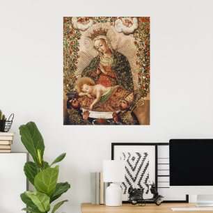 Poster Virgem da Escola Cuzco Adorando o Menino Jesus