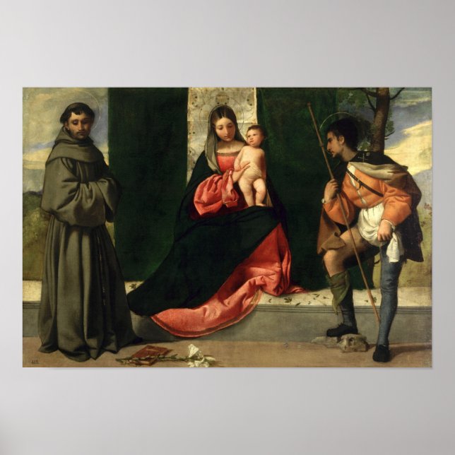 Pôster Virgem e Criança com Rua. Anthony de Pádua (Frente)