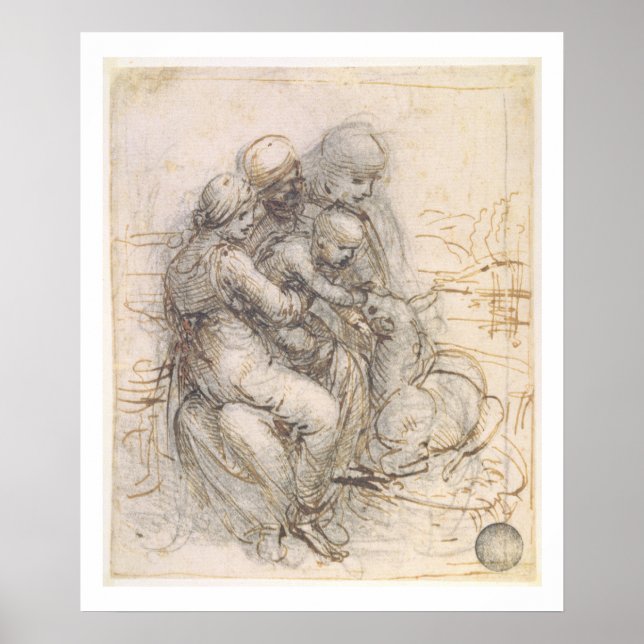 Poster Virgem e Criança com Ruas. Anne, c.1501-10 (caneta (Frente)