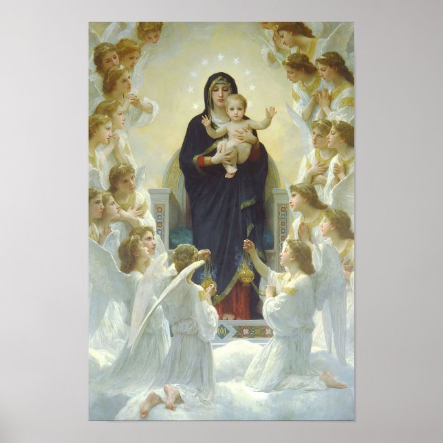 Poster Virgem Maria dos Anjos e Bebê Jesus Nossa Senhora (Frente)