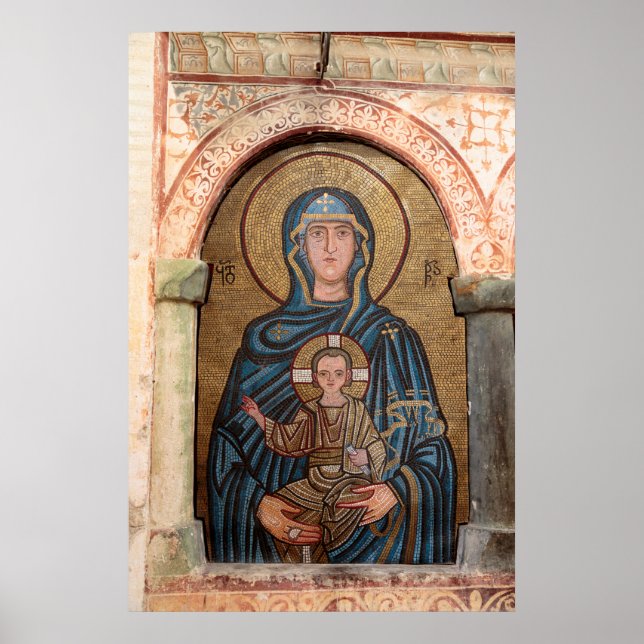Poster Virgem Maria e Mosaico de Jesus (Frente)
