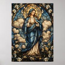 Virgem Maria em Arte de Vidro Estreita Incrível