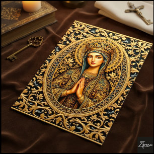 Poster Virgem Maria Reverência Dourada