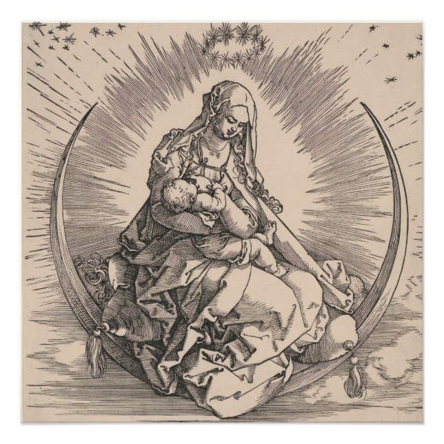 Pôster Virgem na Lua Crescente por Albrecht Dürer (Frente)