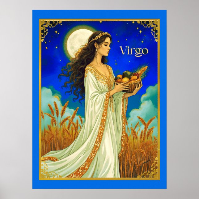 Poster Virgem Zodíaco Beleza Sob um Céu Noturno (Frente)