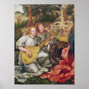 Pôster Virgin e criança com anjos