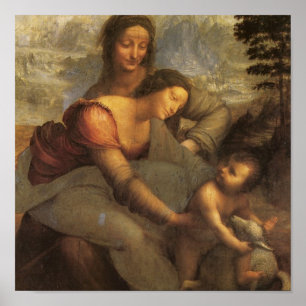 Pôster Virgin e criança com St Anne e cordeiro por