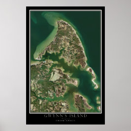 Pôster Virgínia da Ilha de Gwynn do Mapa do Satélite Espa