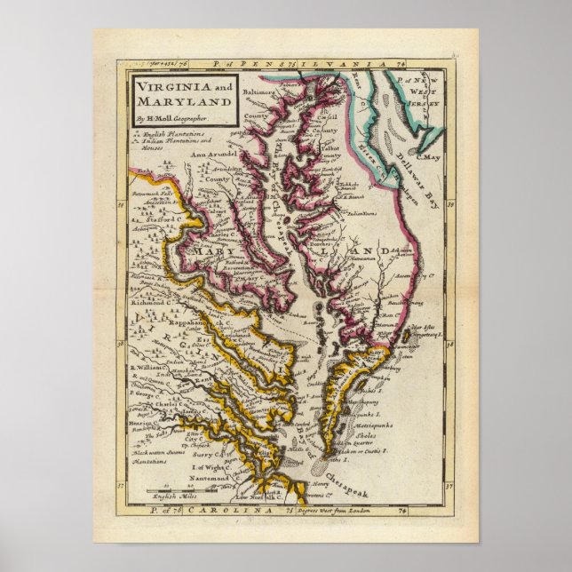 Pôster Virginia e Maryland (Frente)