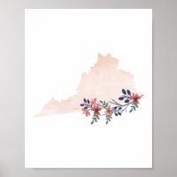 Virginia Floral Watercolor State