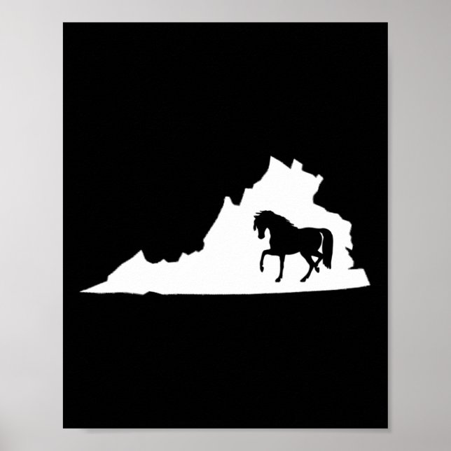Poster Virginia Horse Map Horseback Andando Equestrian (Frente)