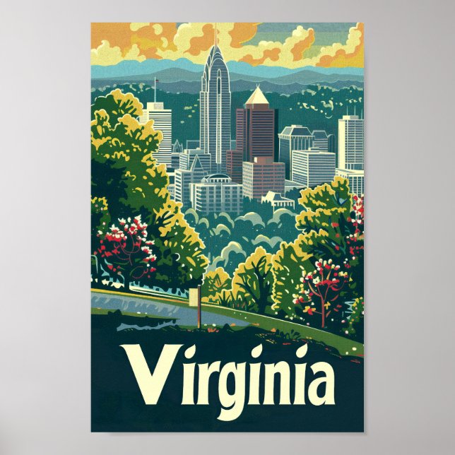 Poster Virginia USA Famous Viagem Place (Frente)