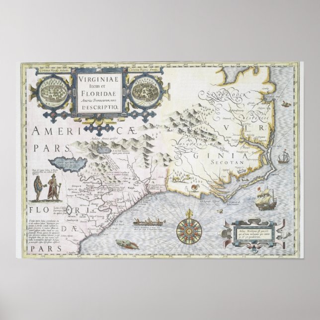 Poster Virginiae Item et Floridae Americae provinciarum (Frente)