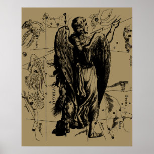 Pôster Virgo constelação Hevelius 1690 Sept 22 do 23 de