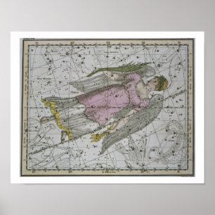 Pôster Virgo, de A Celestial Atlas, pub. em 1822 (col.