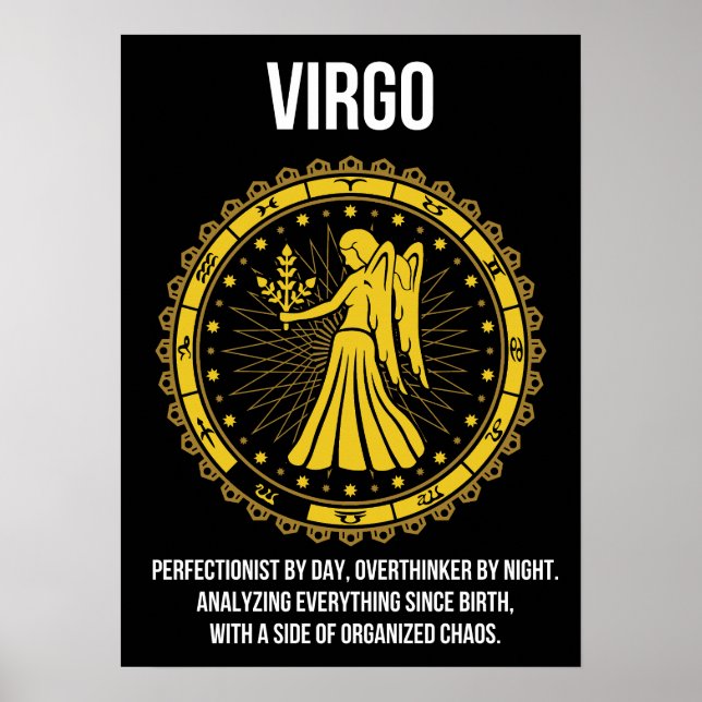 Poster Virgo - Horoscópio, Sinal Zodioso Engraçado Humor (Frente)