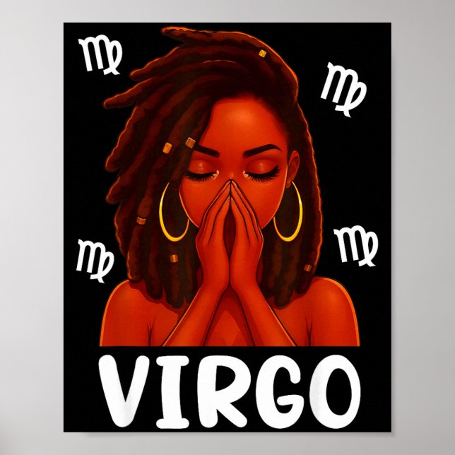 Poster Virgo Loc'd Black Woman Pray Christian Zodiac Birt (Frente)