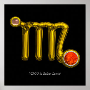 Pôster VIRGO/ORANGE AGATE, DOURADO SINAL ZODIAC JEWEL,Pre