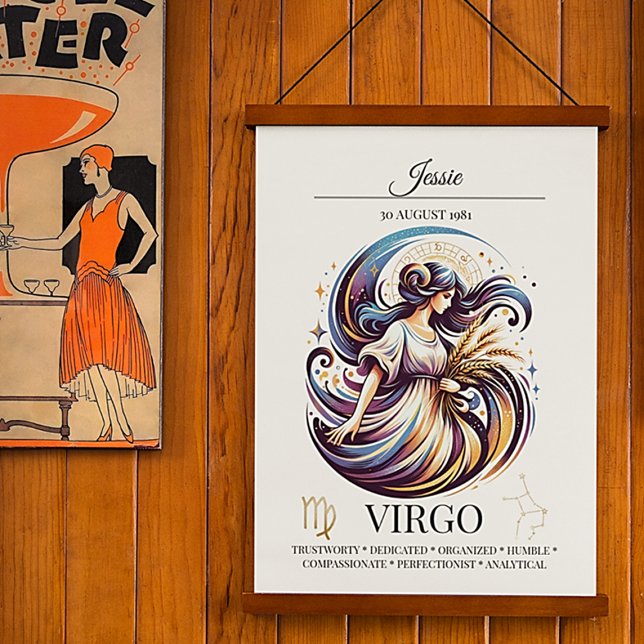 Poster Virgo Personalizado Elegante Zodiac Watercolor (Criador carregado)