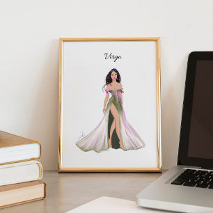 Poster Virgo, sinal de zodíaco, esboço de moda,