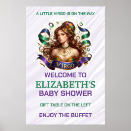 Poster Virgo Zodiac Baby Shower Lavender and Green
