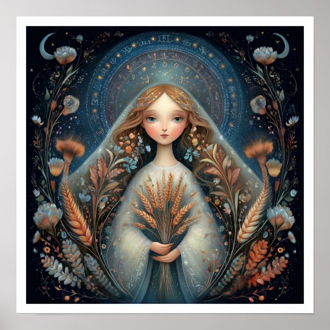 Poster Virgo Zodiac Birth Sign Astrology Celestial (Frente)