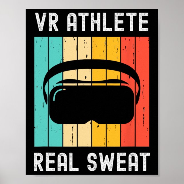 Poster Virtual Reality Athlete Geek Gamer Retro Vr Gaming (Frente)