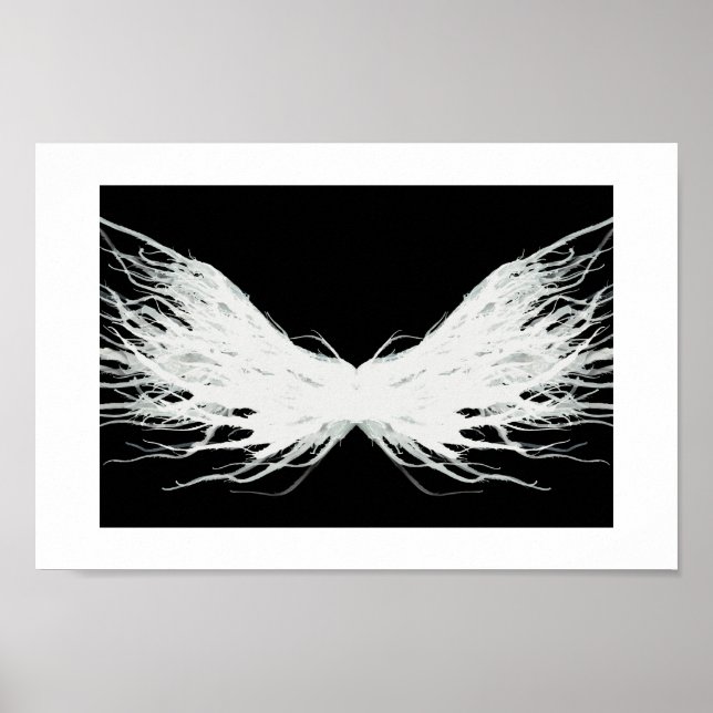 Poster Virtues Abstract White Wings Alcohol Ink Art (Frente)