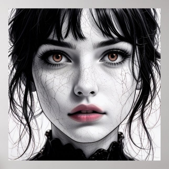 Poster Visage de porcelaine regard d'âme fêlée.  (Frente)