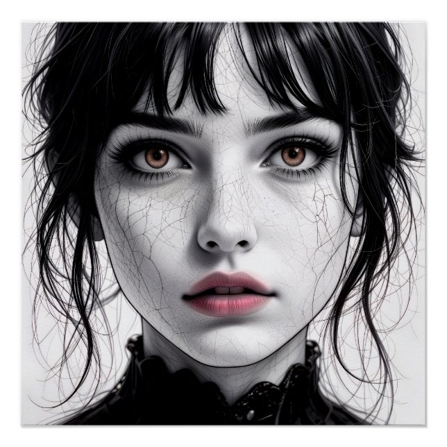 Pôster Visage de porcelaine regard d'âme fêlée.  (Frente)