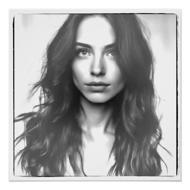 Pôster Visage d'une jeune femme brune (Frente)