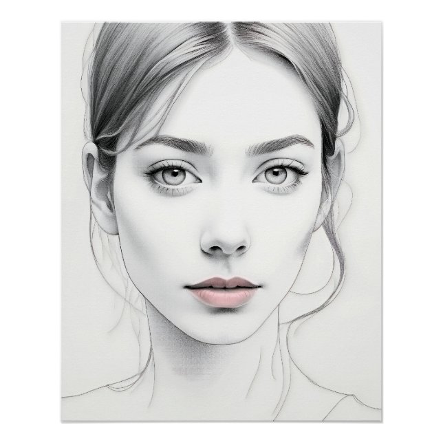 Pôster Visage féminin minimaliste (Frente)