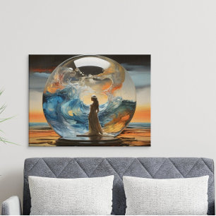 Poster Visão Contemporânea Mulher Moderna em uma Bola de 