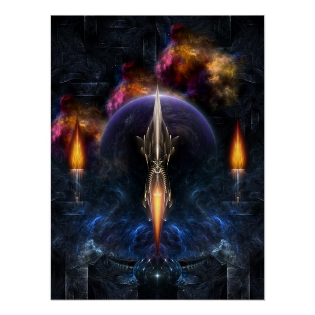 Pôster Visão Da Arte Fractal De Voo Poster Perfeito (Frente)