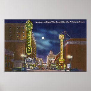 Pôster Visão da Broadway à noite