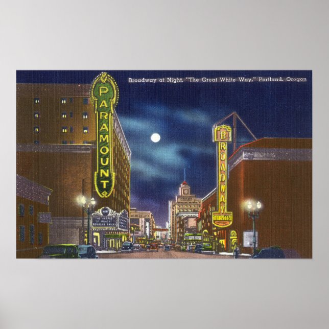 Pôster Visão da Broadway à noite (Frente)