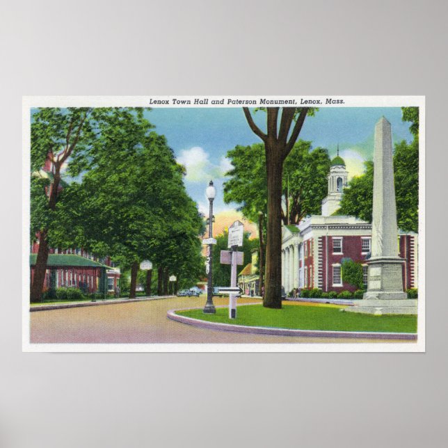 Pôster Visão da Câmara Municipal e Monumento de Paterson (Frente)