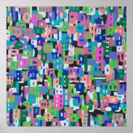 Poster Visão da Cidade na Pintura Noturna de Abstrato