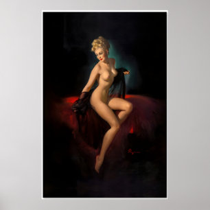 Poster Visão de Beleza Estilo Vintage Garota Pin-Up Elvgr