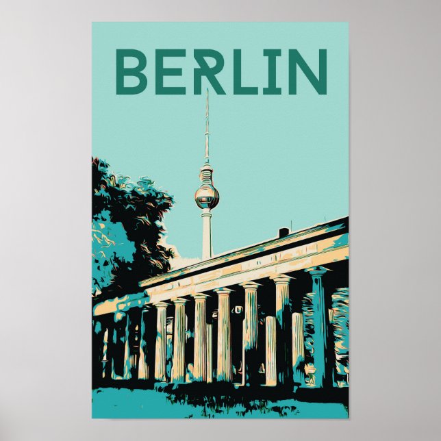 Poster Visão de Berlim com a ilustração de Fernsehturm Al (Frente)