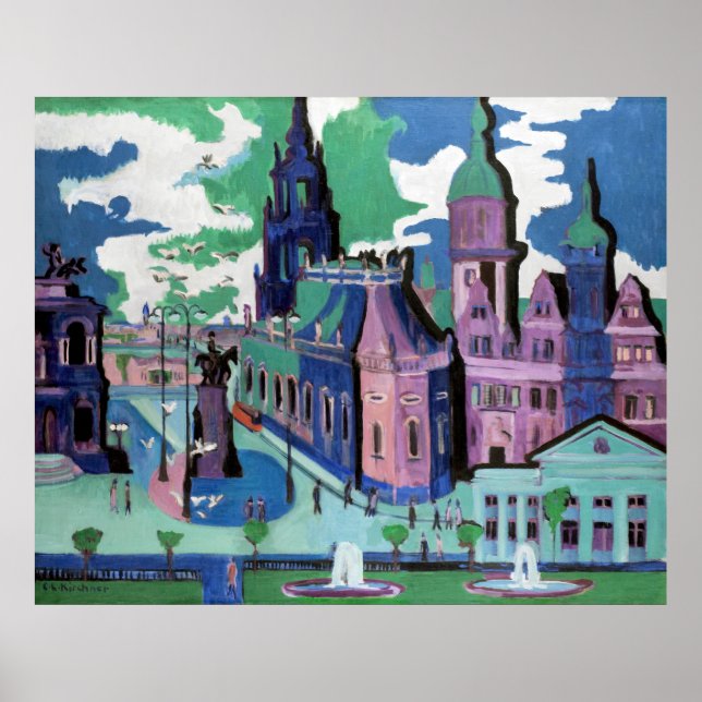 Poster Visão de Kirchner sobre Dresden Schlossplatz (Frente)