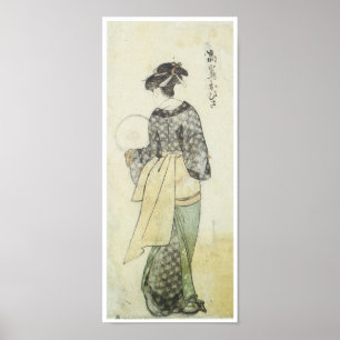 Pôster Visão de trás de Beauty Ohisa, Utamaro, 1792
