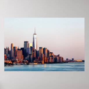 Poster Visão do Skyline Sunset de Nova York do World Tra