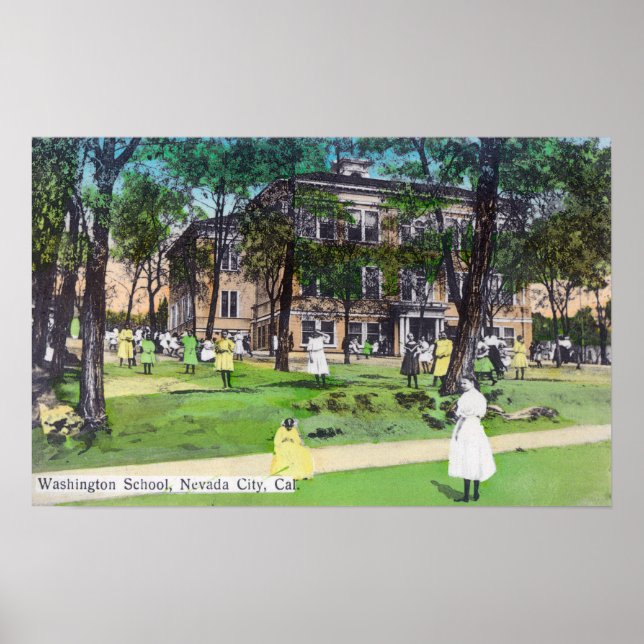 Pôster Visão Exterior da Escola Washington (Frente)