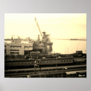 Poster Visão geral do porto de Argel da Argélia vintage
