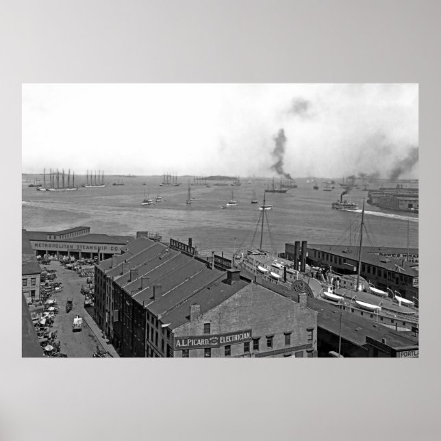 Pôster Visão geral do Porto de Boston (Frente)